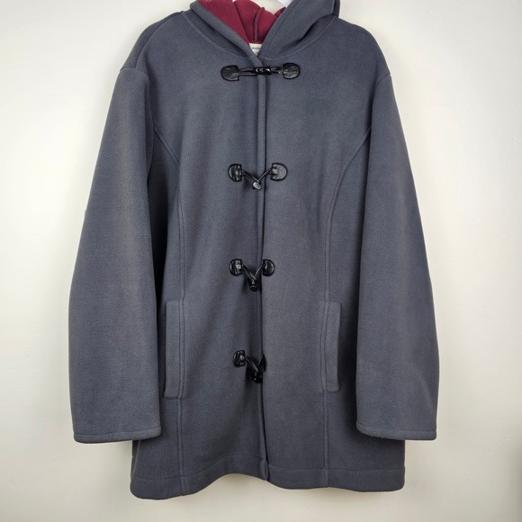 Susan Graver Jackets & Blazers - Susan Graver Coat Women 3X Gray Toggle Fleece Hooded Jacket Outerwear Casual